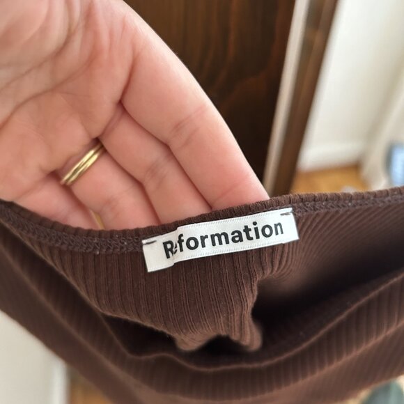 Reformation Women's Medium Brown Ribbed Knit Tank Top - Picture 7 of 11